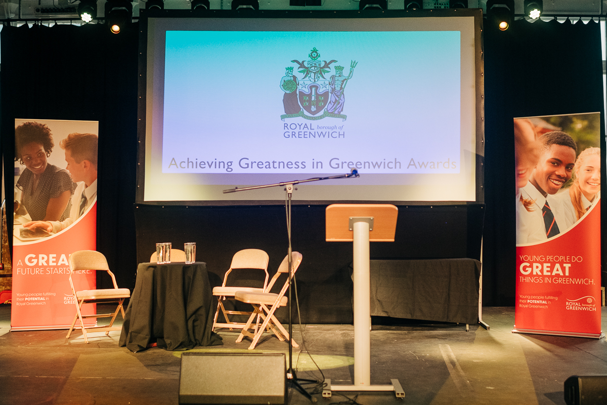Stage at 'Greatness in Greenwich' event
