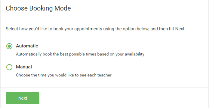 A screenshot demonstrating the process to book Parents' Evening appointments using the SchoolCloud system.